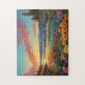 Colorful Mountain Lake Flowers Art Legpuzzel (Verticaal)