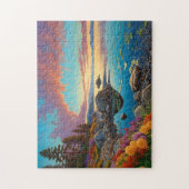 Colorful Mountain Lake Flowers Art Legpuzzel (Verticaal)