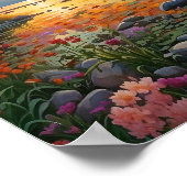 Colorful Mountain Lake Flowers Art Poster (Hoek)