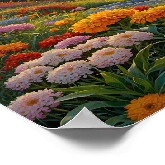 Colorful Mountain Lake Flowers Art Poster (Hoek)