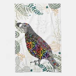 Colorful Mountain Quail Kitchen Towel Theedoek