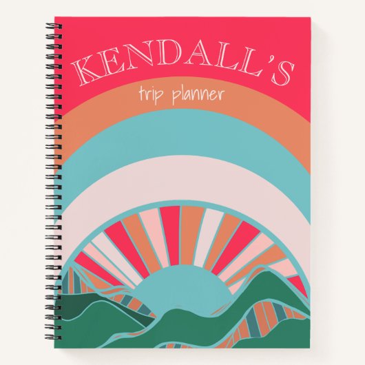 Colorful Mountain Sun Custom Travel Planner Notitieboek (Voorkant)