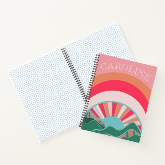 Colorful Mountain Sun Girls Custom Notitieboek (Binnen)