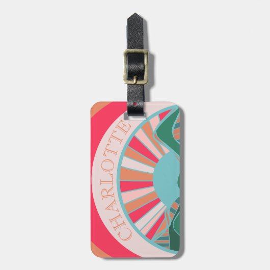 Colorful Mountain Sun Modern Bagagelabel (Voorkant verticaal)