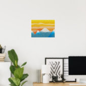 Colorful Mountain Sunset Poster (Thuiskantoor)