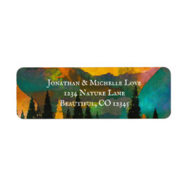 Colorful Mountains and Trees Beautiful Address Etiket