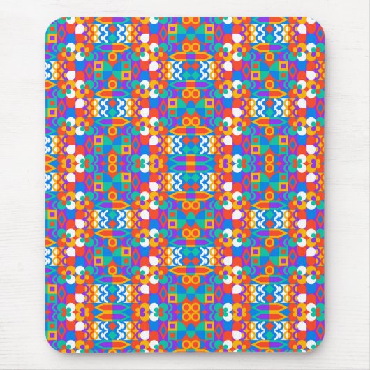 Colorful mousepad with geometric pattern in blue muismat (Voorkant)