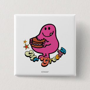 Colorful Mr Greedy Eating Vierkante Button 5,1 Cm