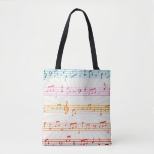 Colorful Multi Color Music Note Musician Tote Bag