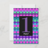 Colorful Multi-Colored Mermaid Party Table Number Kaart (Achterkant)