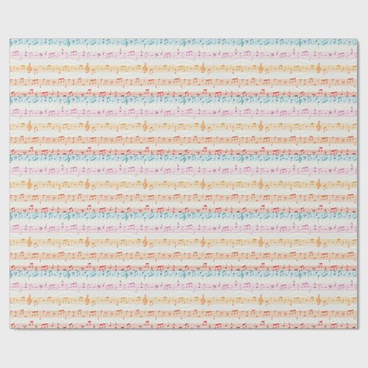 Colorful Multi Colour Music Note Musician Cadeaupapier (Vlak)