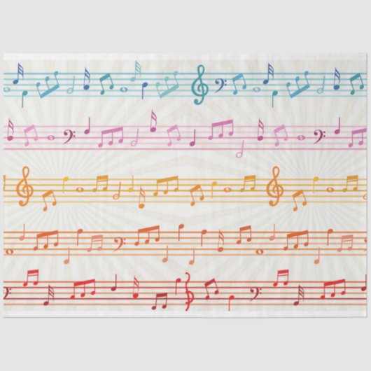 Colorful Multi Colour Music Note Musician Tissuepapier (Voorkant)