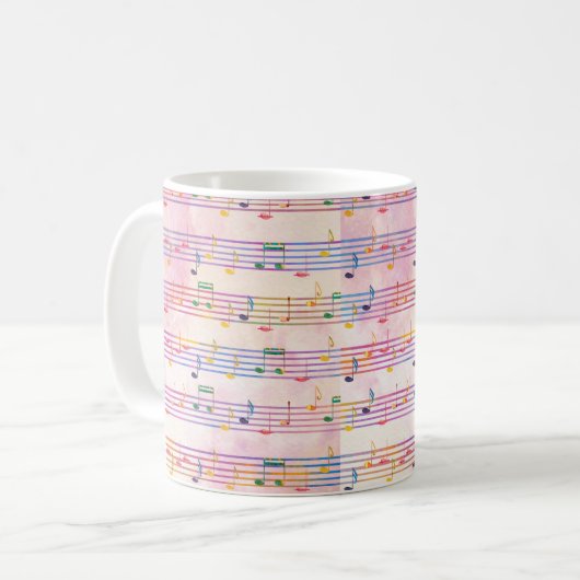 Colorful Multicolor Music Note Classic Koffiemok (Voorkant links)
