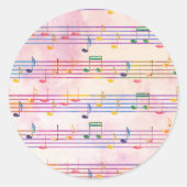 Colorful Multicolor Music Note Ronde Sticker (Voorkant)