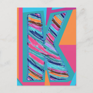 Colorful Multicolor Stripes Letter K as in Kay Briefkaart