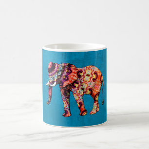 Colorful Multicolored Elephant op blauwe achtergro Koffiemok