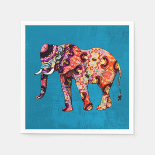 Colorful Multicolored Elephant op blauwe achtergro Servet