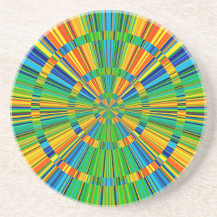 Colorful Multicolored Moderne Radiant Stripes Zandsteen Onderzetter