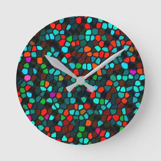 Colorful Multicolored Mosaic Pattern Ronde Klok (Voorkant)