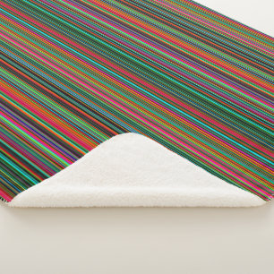Colorful Multicolored Stripes Sherpa Deken