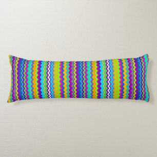 Colorful Multicolored Wavy Line Pattern Lichaamskussen