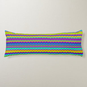 Colorful Multicolored Wavy Line Pattern Lichaamskussen