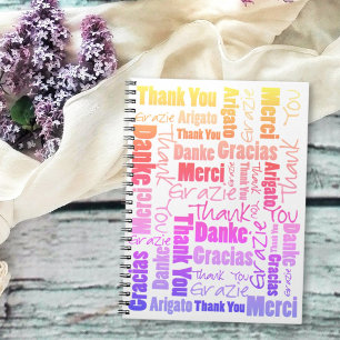 Colorful Multilingual Dank u voor het journaal Notitieboek