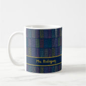 Colorful Multiplication Tables Pattern on Navy Koffiemok (Links)