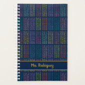 Colorful Multiplication Tables Pattern on Navy Planner (Voorkant)