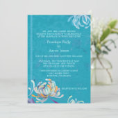Colorful Mum Turquoise Floral Wedding Kaart (Staand voorkant)