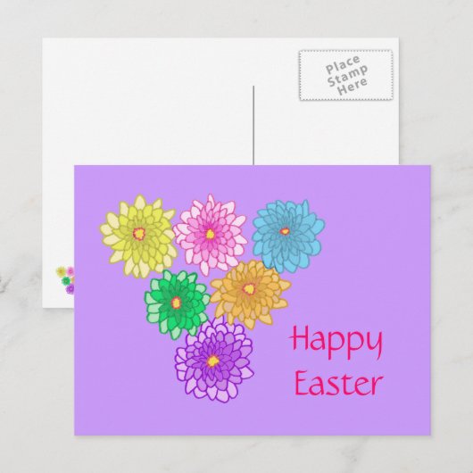 Colorful Mums Happy Easter Briefkaarten (Voorkant / Achterkant)