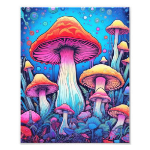 Colorful Mushroom Fungi   Harde uitdaging Foto Afdruk