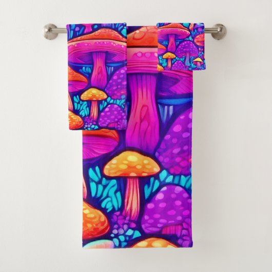 Colorful Mushroom Patroon Bad Handdoek (Insitu)