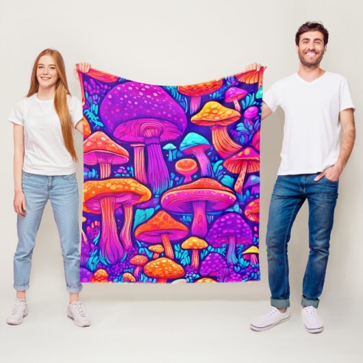 Colorful Mushroom Patroon Fleece Deken (In situ)