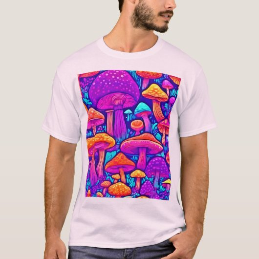 Colorful Mushroom Patroon T-shirt (Voorkant)