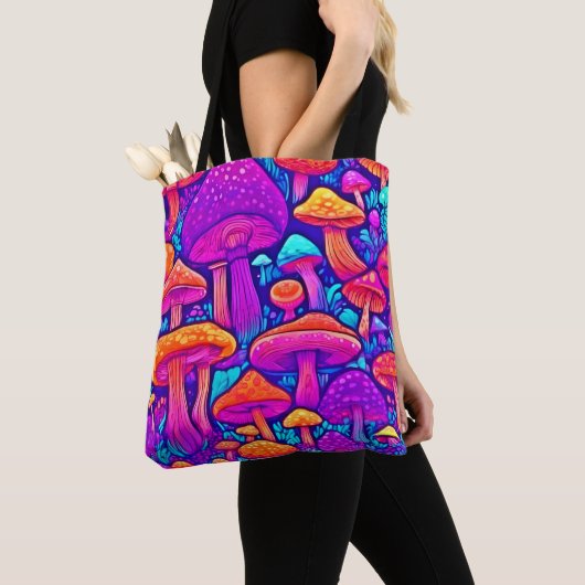 Colorful Mushroom Patroon Tote Bag (Dichtbij)