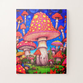 Colorful Mushrooms 30 Large Pieces on a  Legpuzzel