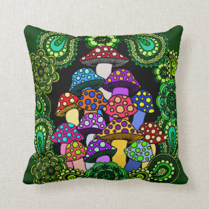Colorful Mushrooms Pillow Kussen