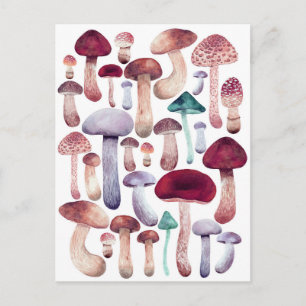 Colorful Mushrooms Waterverf illustratie Briefkaart