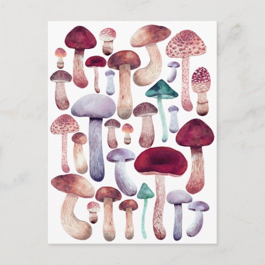 Colorful Mushrooms Waterverf illustratie Briefkaart (Voorkant)