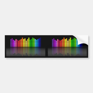 Colorful Music Equalizer w/Reflection, Cool Techno Bumpersticker