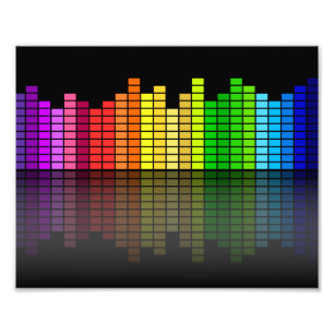 Colorful Music Equalizer w/Reflection, Cool Techno Foto Afdruk