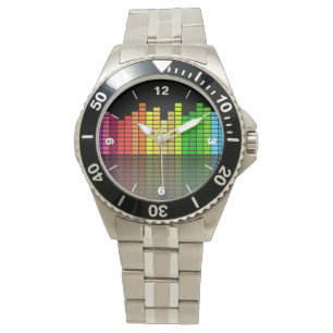 Colorful Music Equalizer w/Reflection, Cool Techno Horloge