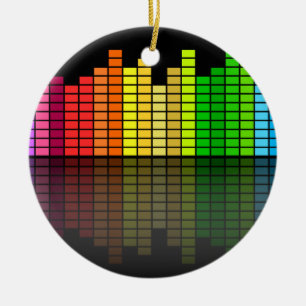 Colorful Music Equalizer w/Reflection, Cool Techno Keramisch Ornament