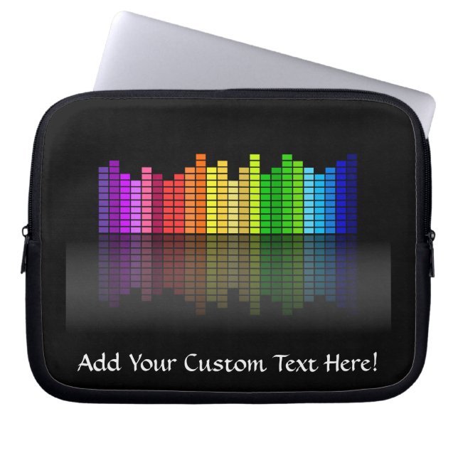 Colorful Music Equalizer w/Reflection, Cool Techno Laptop Sleeve (Voorkant)