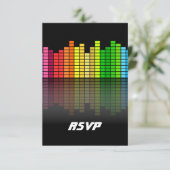 Colorful Music Equalizer w/Reflection, Cool Techno RSVP Kaartje (Staand voorkant)