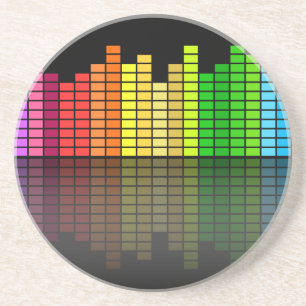 Colorful Music Equalizer w/Reflection, Cool Techno Zandsteen Onderzetter