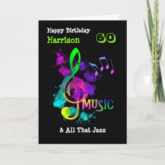 Colorful Music Gewaardeerd Happy Birthday Persoonl Kaart (Voorkant)