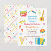 Colorful Music Instruments Kids Birthday Party Kaart (Voorkant / Achterkant)