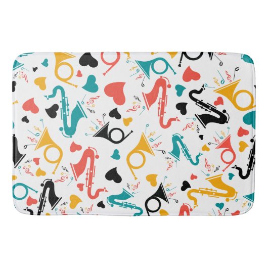 Colorful Music Instruments Note & Hearts Pattern Badmat (Voorkant)